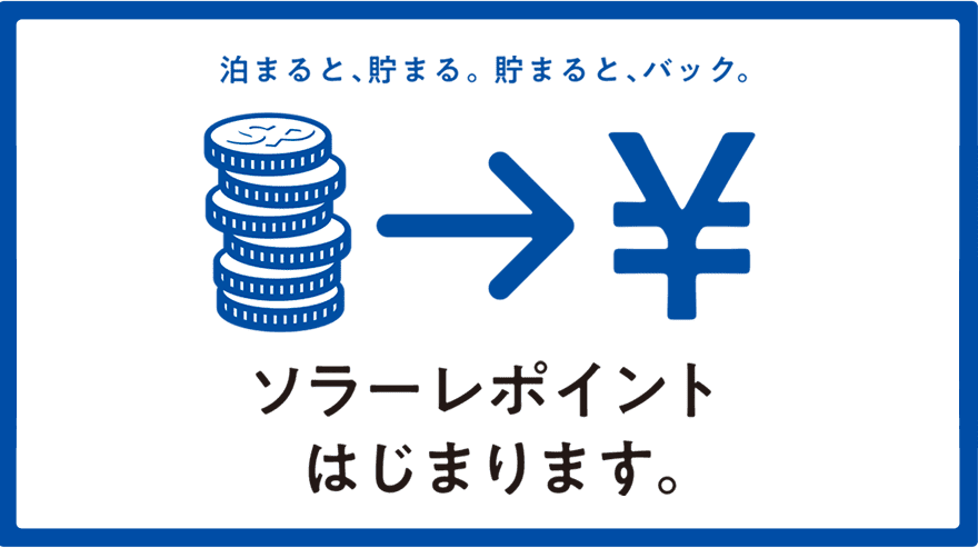 泊まると、貯まる。貯まると、バック。ソラーレポイントはじまります。